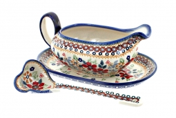 Red Daisy Gravy Boat & Ladle